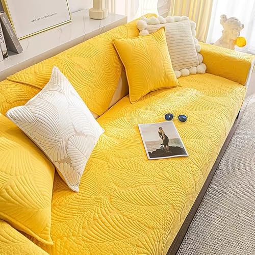 UracOn Sofabezug rutschfeste Sofadecke - Universal 1 2 3 4 Sitzer Sofabezug u Form Couch überwurfdecke - Hund Katze Überwurf Hundedecke EcksofaSofa Schutzdecke (Gelb - 110 x 180 cm) von UracOn