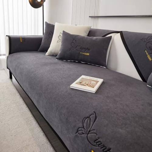 UracOn Sofaschoner rutschfest - Sofaschutz Für Haustier Katze Hunde - Universal 1 2 3 4 Sitzer Sofabezug u Form Couch - Geeignet für alle Jahreszeiten (Dunkelgrau - 70 x 210cm) von UracOn