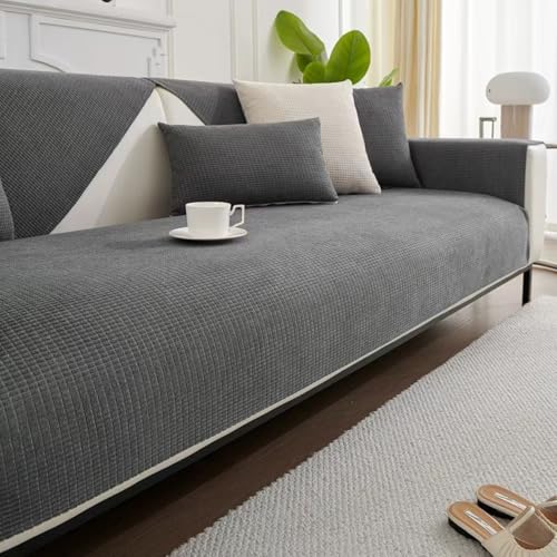 UracOn Sofaschoner rutschfest - Sofaschutz Für Haustier Katze Hunde - Universal 1 2 3 4 Sitzer Sofabezug u Form Couch - Geeignet für alle Jahreszeiten (Dunkelgrau- 90 x 90 cm) von UracOn