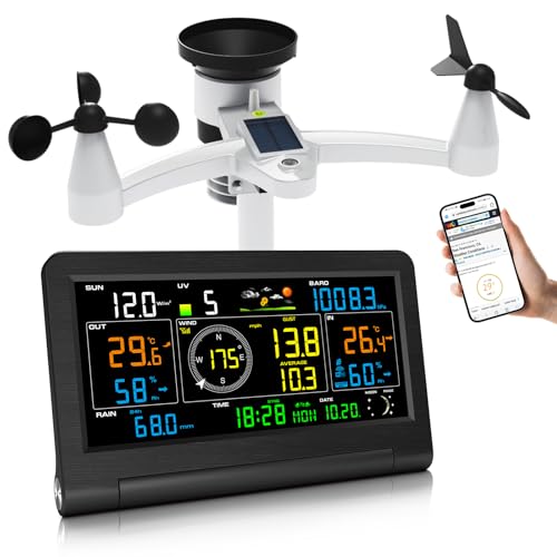Urageuxy Wetterstation Wlan 7-in-1 mit Regenmesser & Windmesser, Innen-/Außenthermometer, Hygrometer, Luftdruck, UV-Index, Wettervorhersage, Mondphasen, für präzise Wetterdaten Urageuxy Wetterstation Wlan 7-in-1 mit Regenmesser & Windmesser, Innen-/Außenthermometer, Hygrometer, Luftdruck, UV-Index, Wettervorhersage, Mondphasen, für präzise Wetterdaten von Urageuxy