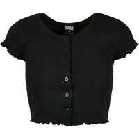 URBAN CLASSICS Kurzarmshirt "Urban Classics Damen Ladies Cropped Button Up Rib Tee", (1 tlg.) von Urban Classics