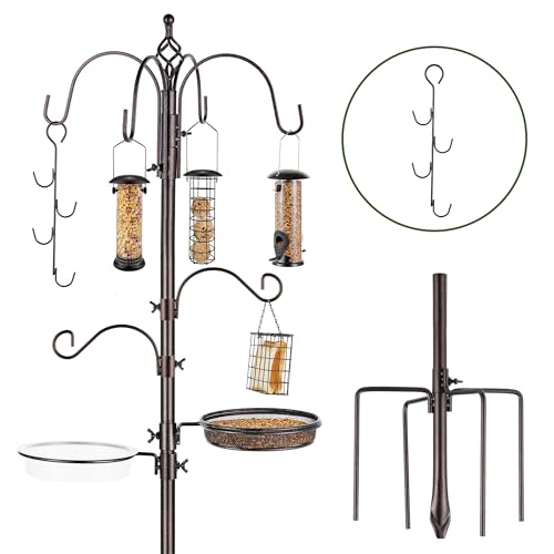 Urban Deco Deluxe Vogelfütterungsstation Kit Vogelhäuschen Pole Wildvogelhäuschen Hängekit Pflanzer Kleiderbügel Multi Feeder Hängen mit Metall Suet Feeder Vogelbad zum Anziehen von Wildvögeln von Urban Deco