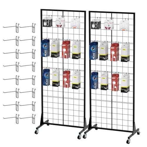 Urban Deco Gridwall Regalpaneele – Kranzdisplay mit robusten Gitterwänden – Metallgitter, stehendes Drahtgestell – für Einzelhandel Kunst Fair Show (schwarzes Finish) – 2er-Set von Urban Deco