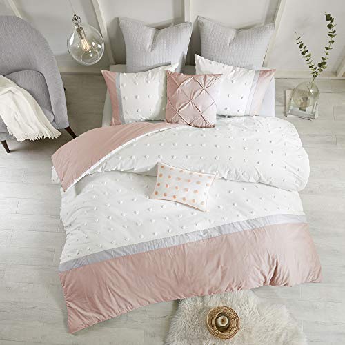 Urban Habitat Duvet Set 100% Cotton Jacquard, Tufts Accent Shabby Chic All Season Comforter Cover, Matching Shams, Decorative Pillows, Full/Queen(88"x92"), Myla, Blush/Ivory von Urban Habitat