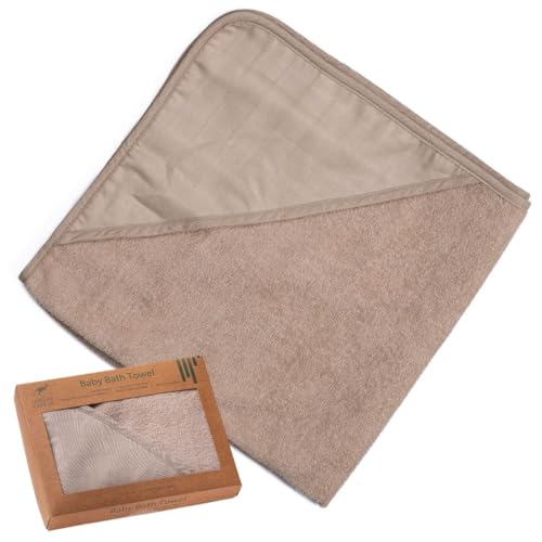 Urban Kanga Kapuzenhandtuch Baby Doppelseitiges Baby Badetuch Öko-Tex 100% Baumwolle Musselin (Humus) von Urban Kanga