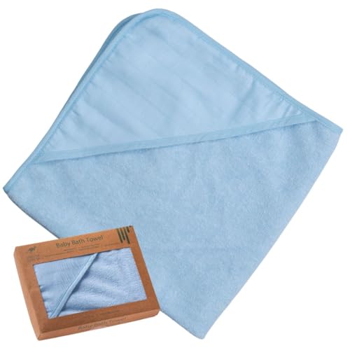 Urban Kanga Kapuzenhandtuch Baby Doppelseitiges Baby Badetuch Öko-Tex 100% Baumwolle Musselin (Kristallblau) von Urban Kanga