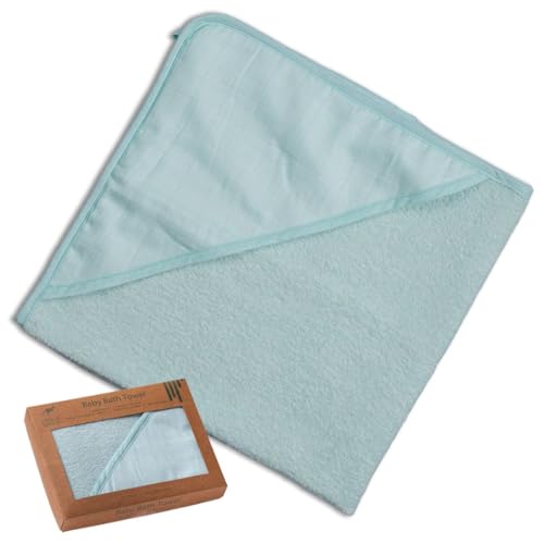 Urban Kanga Kapuzenhandtuch Baby Doppelseitiges Baby Badetuch Öko-Tex 100% Baumwolle Musselin (Mint) von Urban Kanga