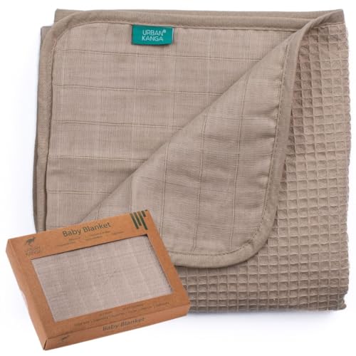 Urban Kanga Babydecke 2 Lagige Kuscheldecke Wickeltuch aus 100% Baumwolle 100 X 70 cm (Humus) von Urban Kanga