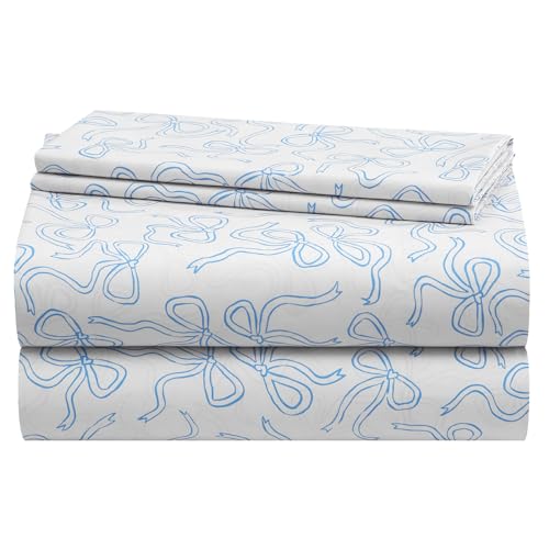 Urban Lifestyle 4-teiliges Bettlaken-Set, bestehend aus Bettlaken, Spannbetttuch und 2 Kissenbezügen, Kokette Schleife, Babyblau, Queen-Size-Bett Urban Lifestyle 4-teiliges Bettlaken-Set, bestehend aus Bettlaken, Spannbetttuch und 2 Kissenbezügen, Kokette Schleife, Babyblau, Queen-Size-Bett von Urban Lifestyle