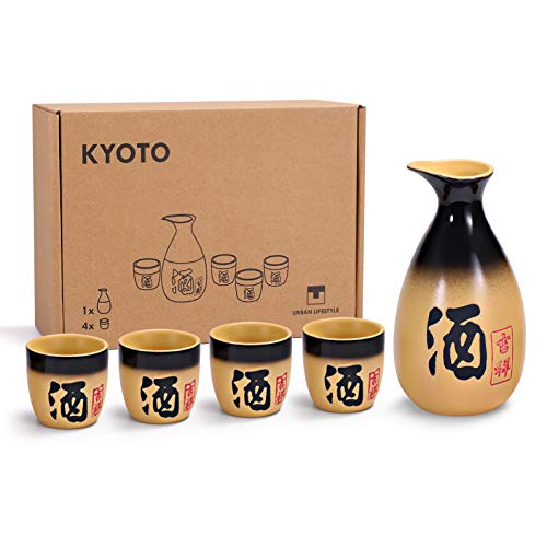 Urban Lifestyle Sake Set Kyoto 5-teilig aus Steinzeug, Füllmenge: 295 ml von Urban Lifestyle