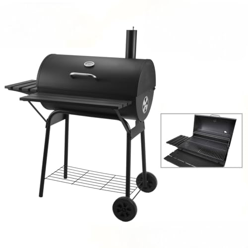 "Elite" Grill mit Kamin und 2 Regalen, 112 x 78,3 x 133 cm, Schwarz von Urban Living