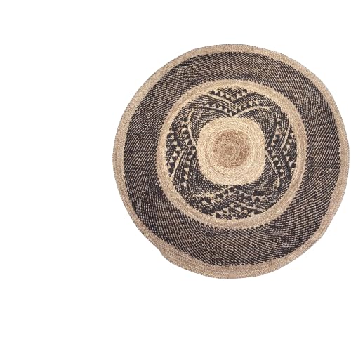 Natural Living Teppich, 100% Jute, Natur, Durchmesser 110 cm, 2 Designs, Farbe Schwarz von Urban Living