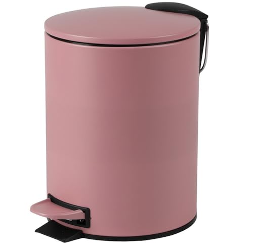 Urban Living 3 Liter Tret-Mülleimer Kosmetikeimer Tretmülleimer mit Absenkautomatik - herausnehmbarer Einsatz mit Henkel (Rosa) von Urban Living