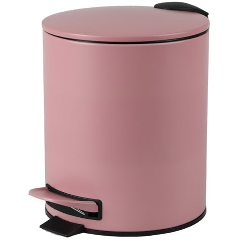Urban Living 5 Liter Tret-Mülleimer Kosmetikeimer Tretmülleimer mit Absenkautomatik - herausnehmbarer Einsatz mit Henkel (Rosa) von Urban Living