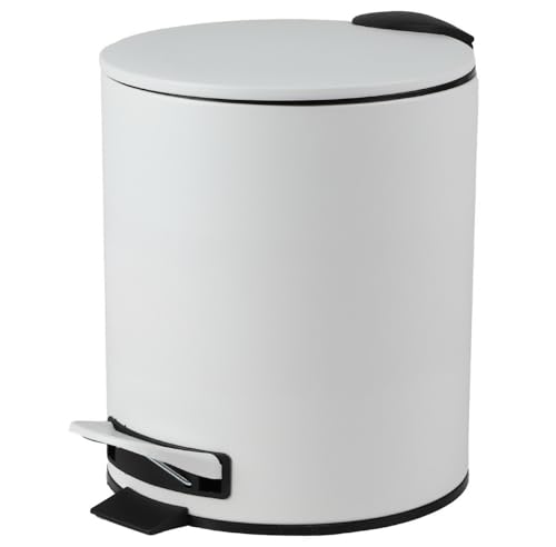 Urban Living 5 Liter Tret-Mülleimer Kosmetikeimer Tretmülleimer mit Absenkautomatik - herausnehmbarer Einsatz mit Henkel (Weiß) von Urban Living