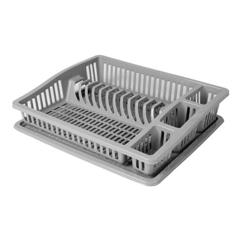 Urban Living Abtropfgitter 46 x 37 x 9,5 cm Geschirrablage Geschirrkorb Trockengestell (Grau) von Urban Living