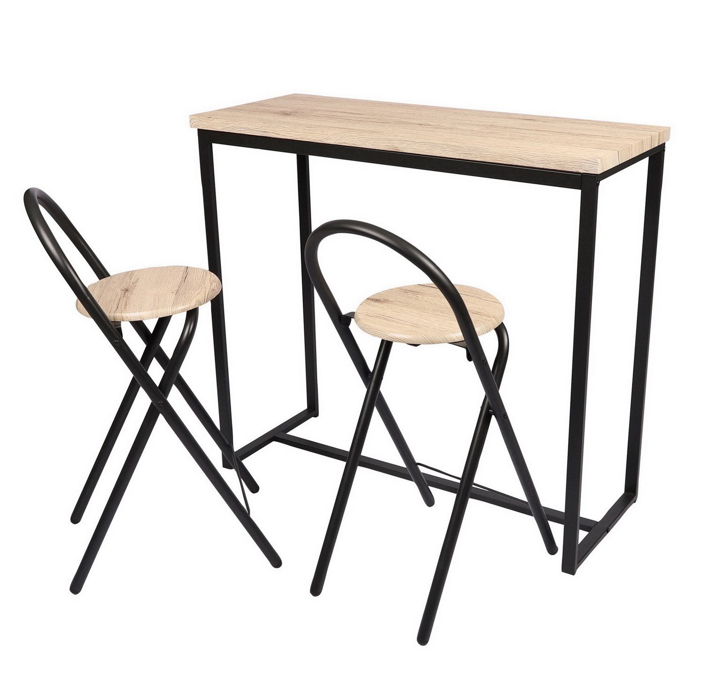 Urban Living Barhocker Set: 2 Barstühle + Bistrotisch / Bartisch Tisch+Stühle Stuhl (Barset, Bistro-Set: 2 Bar-Hocker + Tisch), Serie: COLORADO- Stühle-Set im Industrie-Design von Urban Living