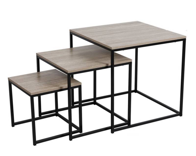 Urban Living Beistelltisch 3erSet Beistelltische Kaffeetisch Couchtisch Deko-Tisch (Wohnzimmertisch / Sofatisch-Set, 3-St., quadratische Beistell-Tische COLORADO), viele Arrangiermöglichketen von Urban Living