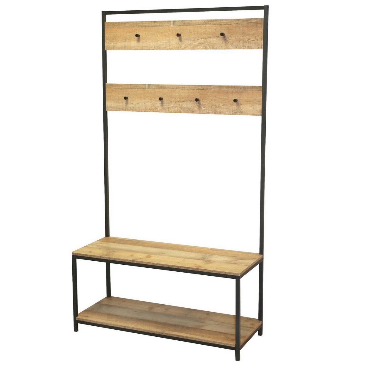 Urban Living Garderobenständer Garderobe FRIENDS 100 x 39 x 180(H) cm Mantelablage Flurkleiderständer, mit 2 Einlegeböden für Sitzbank und Schuhablage von Urban Living