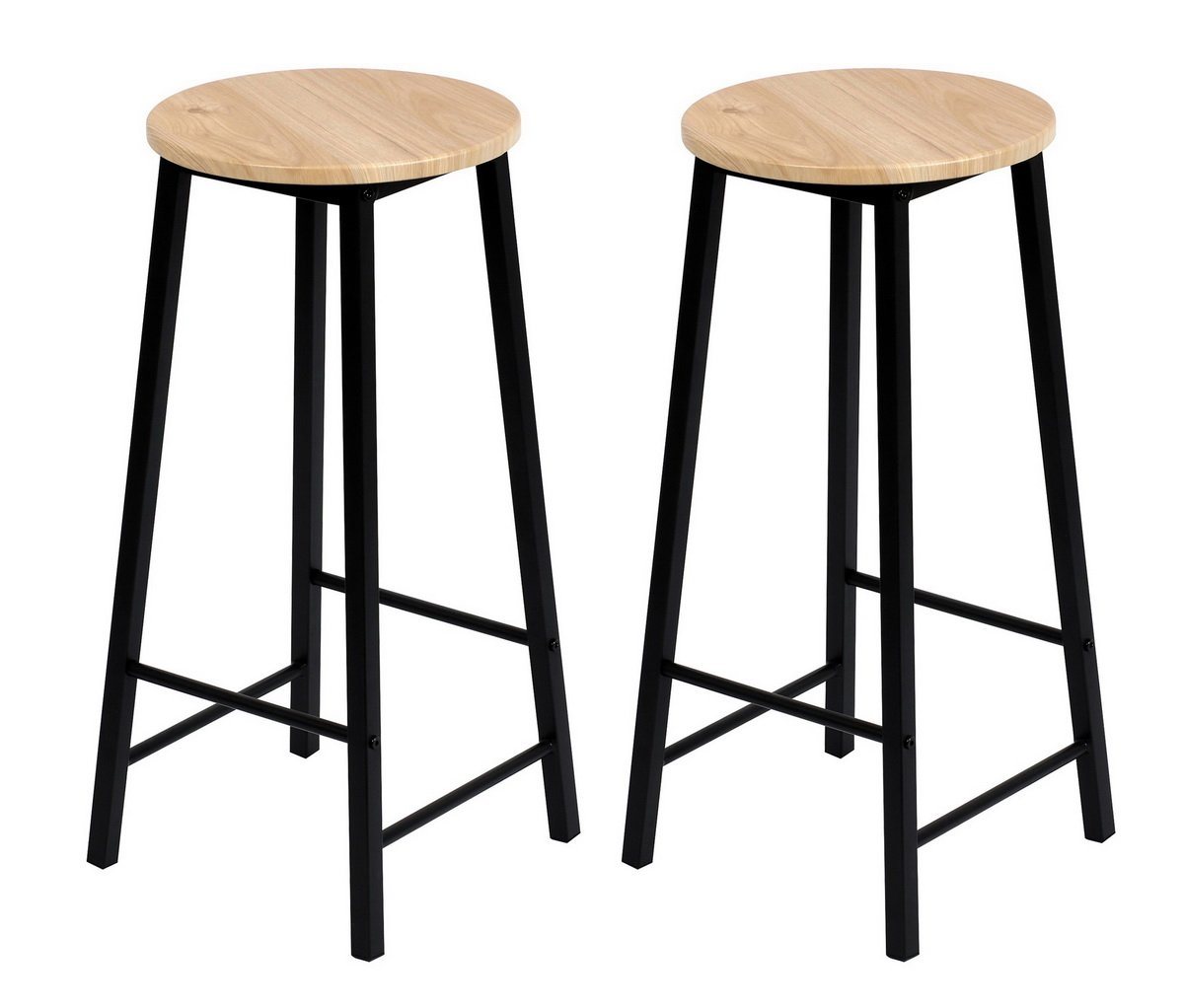 Urban Living Hocker Barhocker-Set 2 Tresenhocker Ø 30 x (H) 70 cm Bistrohocker Hochstuhl (FRIENDS), Metall (20mm), MDF (15mm) von Urban Living