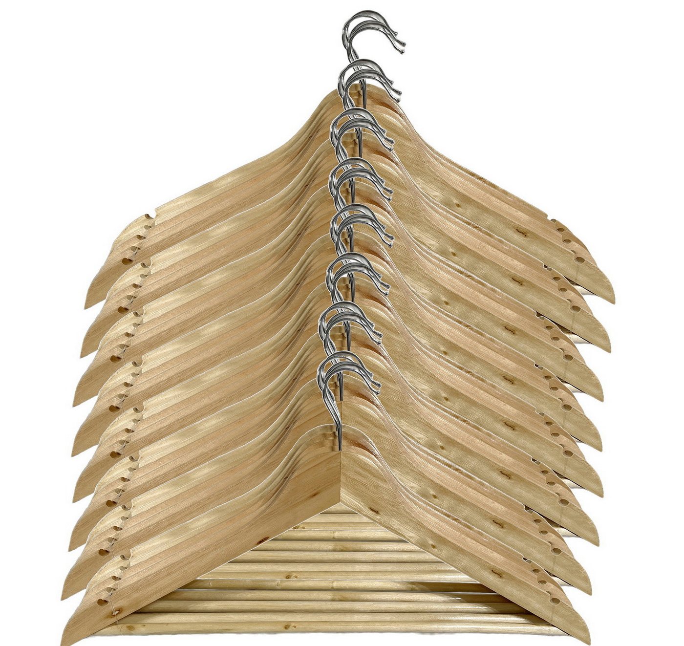 Urban Living Kleiderbügel Holzkleiderbügel Holzbügel Holz-Hosenbügel Rockbügel Garderobenbügel, (Konfektionsbügel, 40-tlg), mit Hosensteg und 2 Kerben für Trägerkleidung von Urban Living