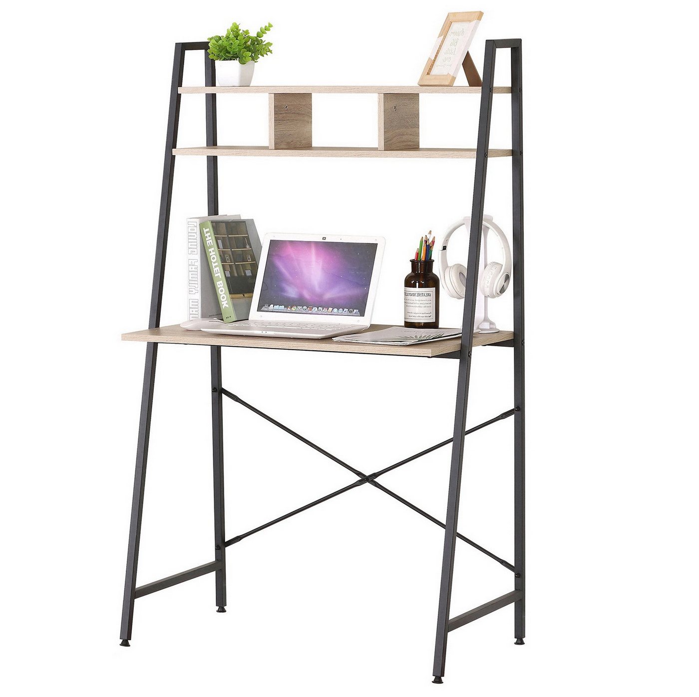 Urban Living Regal-Schreibtisch Computertisch Laptoptisch Arbeitstisch Bürotisch Tisch (2in1 Set COLORADO, Schreibisch und Regal in Einem), perfekt für Homeoffice von Urban Living