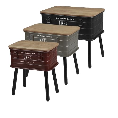 Urban Living Set mit 3 Tischen aus Metall, Holzwerkstoff, Schwarz/Grau/Braun/Holz, Normal von Urban Living