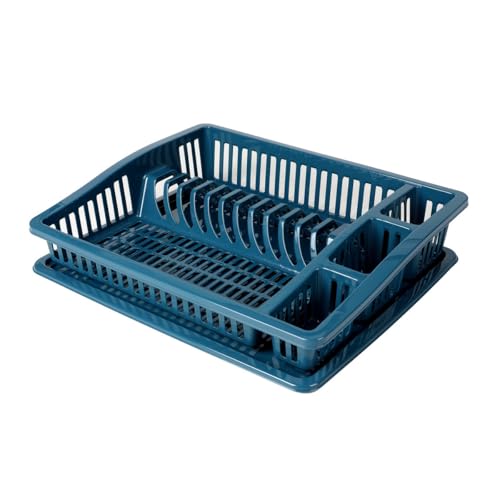 Urban Living Sonoma Geschirrkorb mit Tablett, Farbe Citadel, 46 x 37 x 9,5 cm von Urban Living