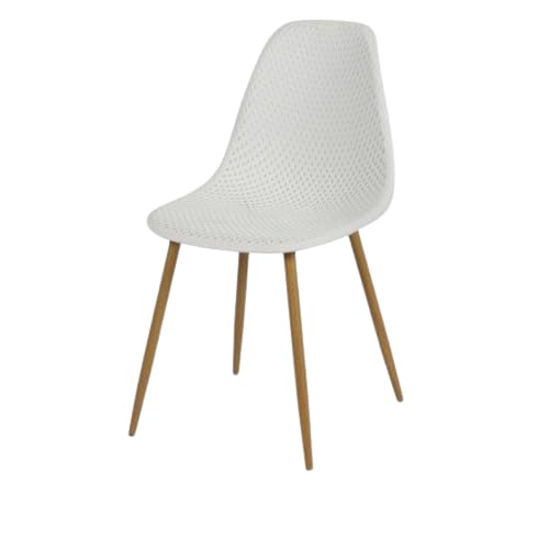 Urban Living „BEE“, WEISSER OFFENER Stuhl MIT METALLBEINEN IN HOLZOPTIK, 53X47XH45/83CM von Urban Living