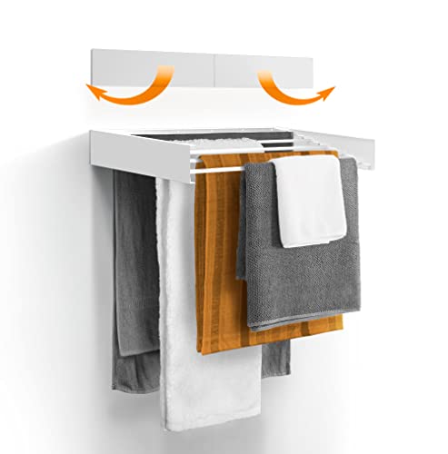 Urban Nouk Wäscheständer - Wandmontage - Einziehbar - Wäscheständer klappbar klappbar für Innen oder Außen - Platzsparend Kompaktes schlankes Design (70 cm Weiß) von Urban Nouk