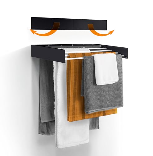 Urban Nouk Wäscheständer Wäscheständer - Wandmontage - Einziehbar - Wäscheständer klappbar klappbar für Innen oder Außen - Platzsparend Kompaktes schlankes Design (Grau, 70 cm) von Urban Nouk