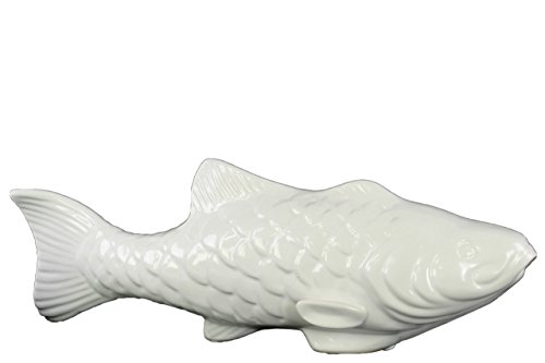 Urban Trends Keramik Koi Fisch Figur LG mit Hochglanz-Finish, Weiß von Urban Trends