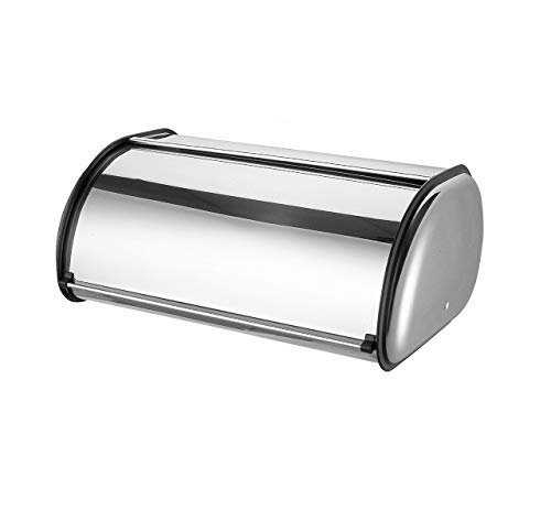 Groß/Extragroß Brotdose Rolle Top Edelstahl Silber Brot Laib Kanister Vintage Metall Brot Kiste Ausrollen Behälter Heim Küche Lebensmittel Aufbewahrung - 42x27x19cm von Urban living