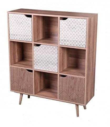 Urban living "Baobab BIBLIOTHEK 9 Kasten UND 5 DEKORIERTÜREN 90X29XH105CM von Urban Living