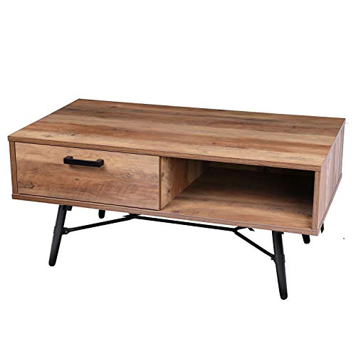 Urban living Hampton Niedriger Tisch, Holzfasern/Metall, Holz/Schwarz, Normal von Urban Living