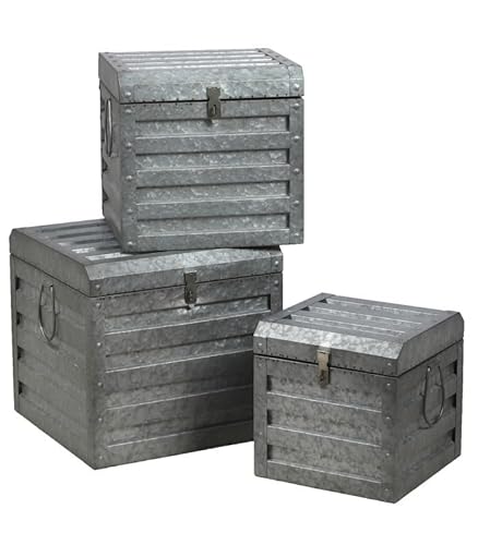 Urban living Loft & Metal Aufbewahrungsbox, Metall, 3 Stück, 32 x 21 x 24 cm, M42 x 27 x 29 cm, L54 x 32 x H34 cm von Urban living