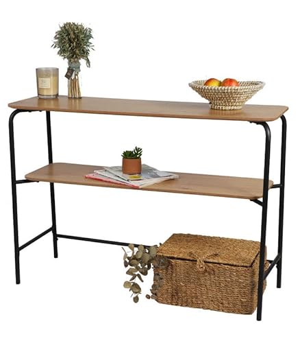 Urban living Marcel Konsole mit 2 Ebenen, mit Struktur aus Metall, schwarz, 110 x 35 x 78 cm von Urban living