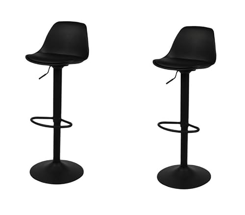 Urban Living "UGO Barhocker mit Kissen in Lederoptik, Mattschwarz, 46 x 50 x 88/108 cm von Urban Living