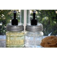 2 | Zwei Einmachglas Seifenspender Mit Schwarzer Pumpe - Clear Half Pint Jar Lotion Flasche von UrbanFarmhouseTampa