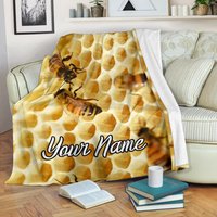 Biene Individuelle Namensdecke/Bienenwaben-Kuscheldecke Bienendecke Honig-Fleece-Decke Bienen-Decke Für Erwachsene Bienen-Kinddecke Geschenk von UrbanGiftStore