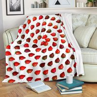 Erdbeerdecke/Obstdruck Decke Erdbeer Fleece Erdbeere Kuscheldecke von UrbanGiftStore