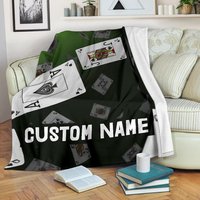 Karten Casino Namensdecke/Poker Decke Zocker Fleece Kuscheldecke Erwachsene Kinder von UrbanGiftStore