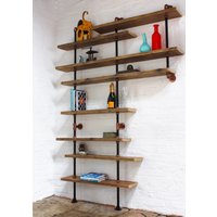 Barney Boden - Und Wandregale Mit Reclaimed Gerüstbrettern, Dunklem Stahlrohr Kupfer Pulverbeschichteten Verstellbaren Beschlägen Barney Boden - Und Wandregale Mit Reclaimed Gerüstbrettern, Dunklem Stahlrohr Kupfer Pulverbeschichteten Verstellbaren Beschlägen von UrbanGrainInteriors