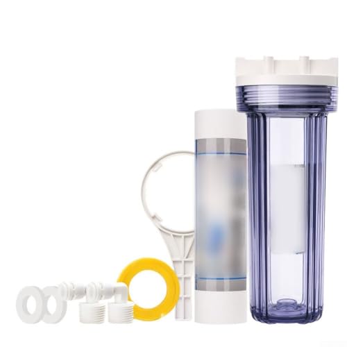 25,4 cm Wasserreiniger Filterflasche mit auslaufsicherem Design für Gartenpumpen und Sandfiltersysteme, transparente Flasche mit Anschluss und PP-Baumwolle (A) von UrbanHui