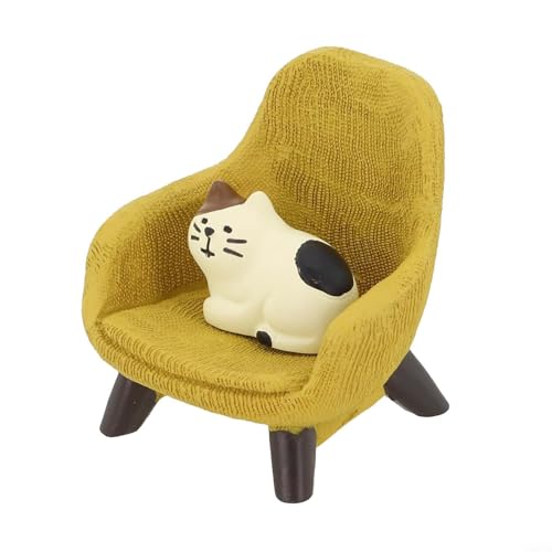 Cartoon Katze Sofa Stuhl Harz Puppe Dekofigur für Schreibtisch oder Regal Display mit Harzmaterial und verspieltem Cartoon-Design (Gelber Katzenstuhl) von UrbanHui