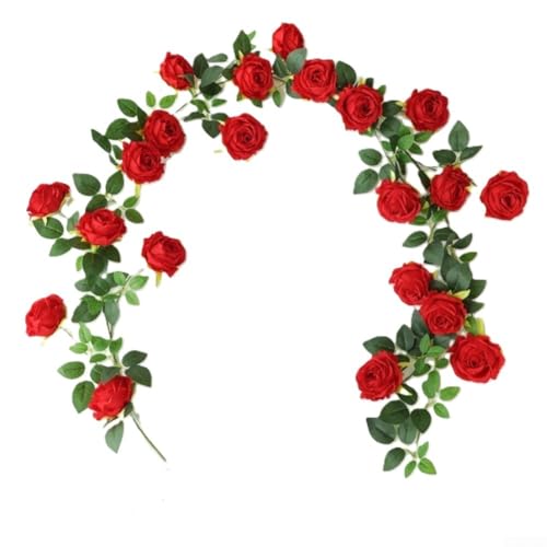 Dekorative künstliche Rosenranke, 1 9 m Länge mit realistischen Blumen, entworfen für Inneneinrichtungen, Einkaufszentren, und saisonale Dekoration (rot) von UrbanHui