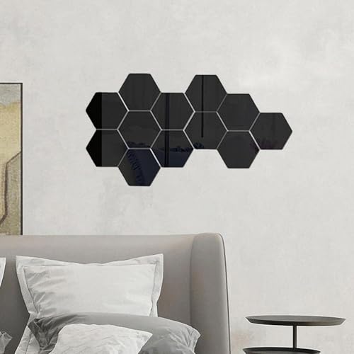 Dekorative sechseckige Spiegelfliesen 12-teiliges Set für innovative Wohnkultur (Gold) von UrbanHui