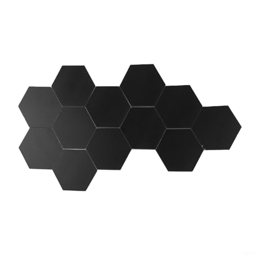 Dekorative sechseckige Spiegelfliesen 12-teiliges Set für innovative Wohnkultur (schwarz) von UrbanHui