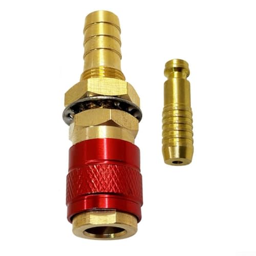 Gas-Wasser-Schnellverbinder, Innendurchmesser 10 mm, Messing-Schlauchanschluss für Schweißmaschinen, Metallverarbeitung, Gewinde-Außendurchmesser (rot) von UrbanHui