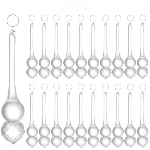 Glas-Tropfen-Ornament-Set, 20 Stück, für Weihnachtsbaum und saisonale Dekorationen, inklusive Seil zum Aufhängen für einfache Präsentation (20 x 60 mm) von UrbanHui